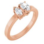 Oval and Pear Toi Et Moi Engagement Ring rose gold