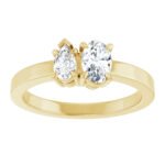 Oval and Pear Toi Et Moi Engagement Ring yellow gold