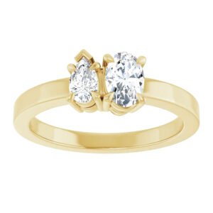 Oval and Pear Toi Et Moi Engagement Ring yellow gold