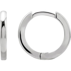 Plain Small Platinum Hoop Earrings 15mm