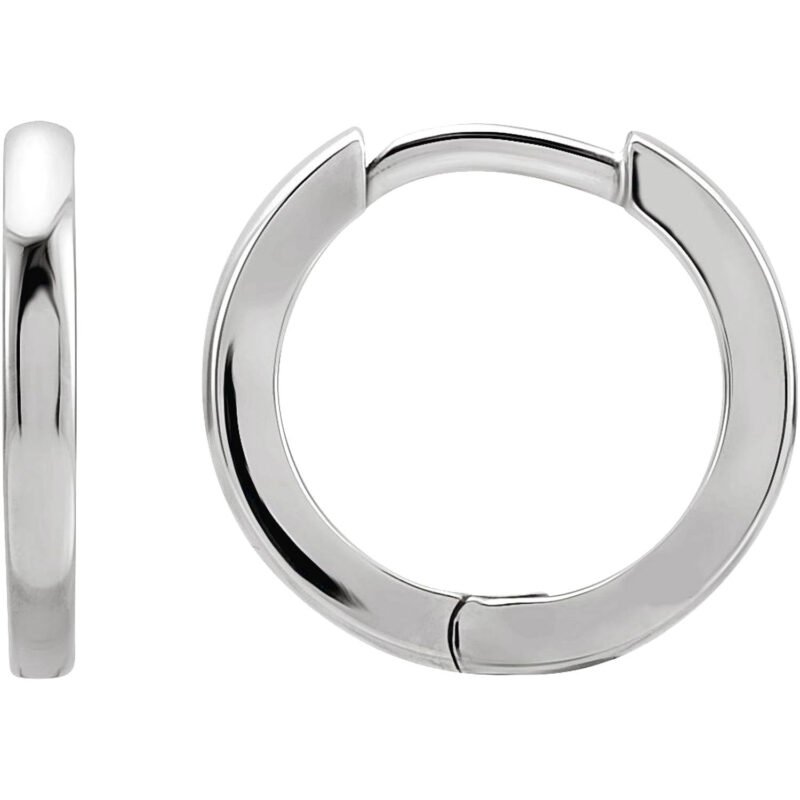 Plain Small Platinum Hoop Earrings 15mm