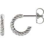 Platinum Rope Hoop Earrings 9mm