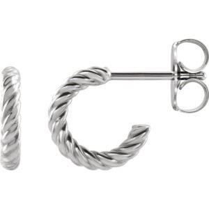 Platinum Rope Hoop Earrings 9mm