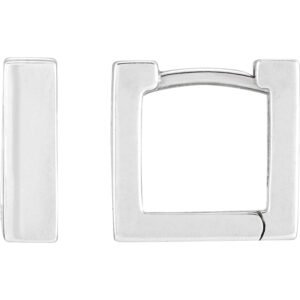 Platinum Square Huggie Hoop Earrings