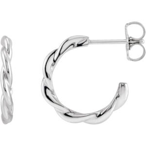 Platinum Twisted Hoop Earrings 14mm