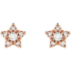 Real Diamond 14K Rose Gold Star Stud Earrings