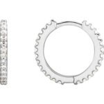 Small Platinum Diamond Hoop Earrings 16mm