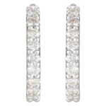 Small Platinum Diamond Hoop Earrings front side