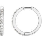 Small Platinum Diamond Huggie Earrings 15mm