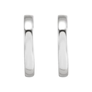 Small Platinum Post Back Hoop Earrings 1.5mm Thin