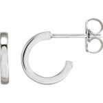 Small Platinum Post Back Hoop Earrings