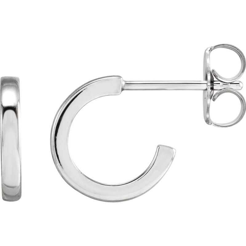 Small Platinum Post Back Hoop Earrings