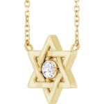 Solid 14K Gold Dainty Diamond Star of David Necklace