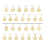 Solid 14K Yellow Gold Initial Disc Pendant Necklace all Letters