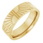 Solid Yellow Gold Flat Art Deco Wedding Band