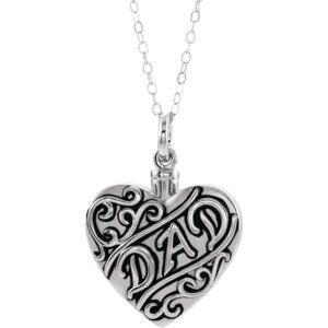 Sterling Silver Cremation Urn Necklace for Dad's Ashes