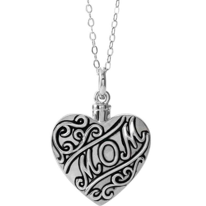 Sterling Silver Mom Cremation Urn Necklace​