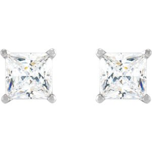 Total 1 2 Carat Princess Cut Diamond Stud Earrings Platinum