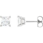 Total 1 2 Carat Princess Cut Diamond Stud Earrings Push Back