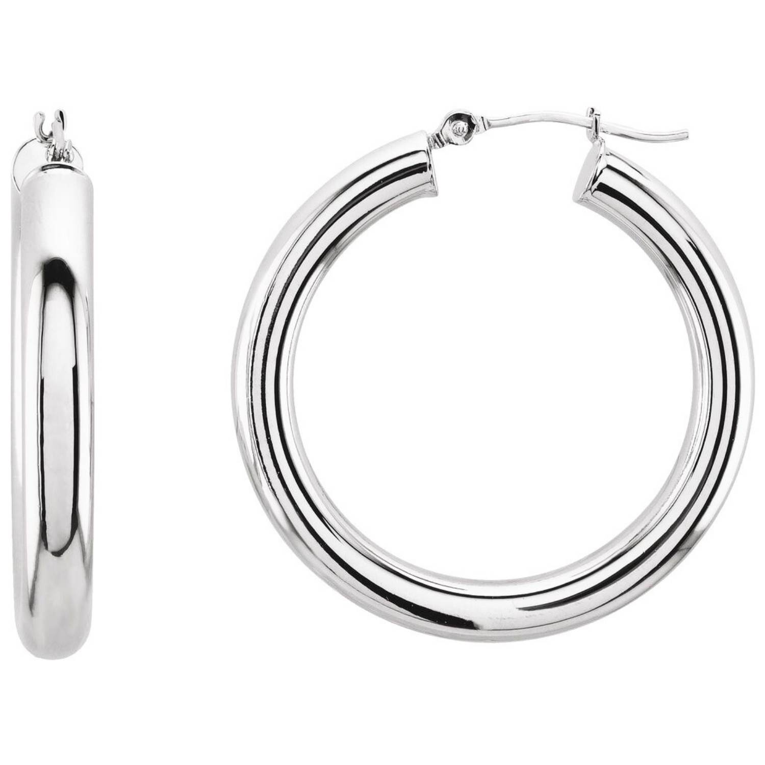 Real 10k, 18k and 14K White Gold Hoop Earrings