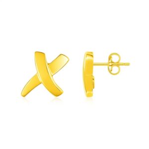 14K Yellow Gold X Earrings